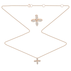 Colier din aur roz cu pietre Diamant