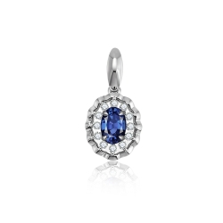 Pandantiv din aur alb cu pietre Diamant, Safir