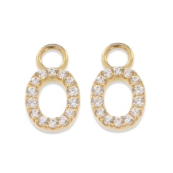 Pandantiv pentru cercei din argint placat cu aur  cu pietre Cubic Zirconia Incolor