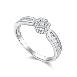 Inel din aur alb cu pietre Diamant