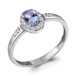 Inel din aur alb cu pietre Diamant, Tanzanit