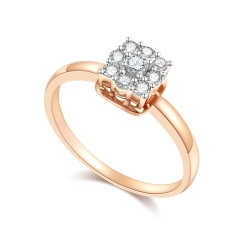 Inel din aur roz cu pietre Diamant