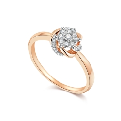 Inel din aur roz cu pietre Diamant