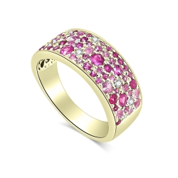 Inel din aur galben cu pietre Diamant, Safir roz