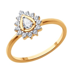 Inel din aur roz cu pietre Diamant