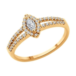 Inel din aur roz cu pietre Diamant