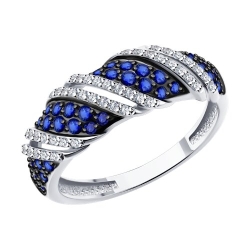 Inel din aur alb cu pietre Diamant, Safir