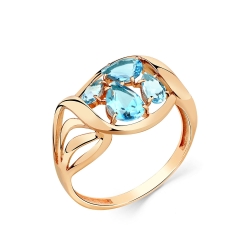 Inel din aur roz cu pietre Topaz Swiss
