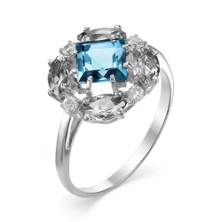 Inel din aur alb cu pietre Cubic Zirconia Incolor, Topaz Swiss