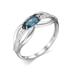 Inel din aur alb cu pietre Cubic Zirconia Incolor, Topaz London