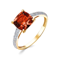 Inel din aur roz cu pietre Cubic Zirconia Incolor, Rodolit
