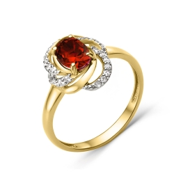 Inel din aur galben cu pietre Cubic Zirconia Incolor, Rodolit