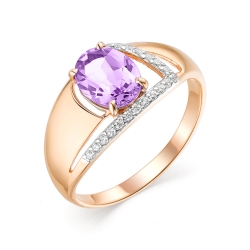 Inel din aur roz cu pietre Cubic Zirconia Incolor, Ametist