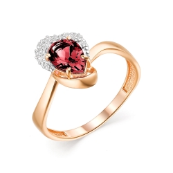 Inel din aur roz cu pietre Cubic Zirconia Incolor, Rodolit
