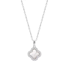 Colier din argint  cu pietre Cubic Zirconia Incolor, Sidef Alb