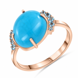 Inel din aur roz cu Cubic Zirconia Albastru, Turcoază și Topaz Swiss