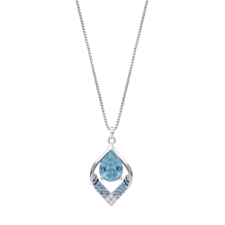 Colier din argint  cu pietre Cubic Zirconia Incolor, Cubic Zirconia Albastru