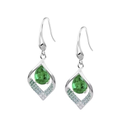 Cercei din argint  cu pietre Cubic Zirconia Incolor, Cubic Zirconia Verde