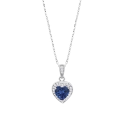 Colier din argint  cu pietre Cubic Zirconia Incolor, Cubic Zirconia Albastru