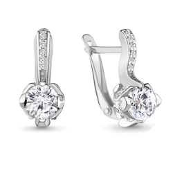Cercei din aur alb cu pietre Cubic Zirconia Incolor