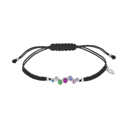 Brățară din argint  cu pietre Cubic Zirconia Multicoloră, Textil