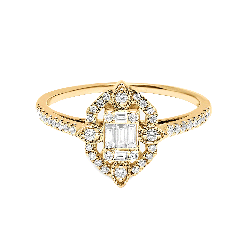 Inel din aur galben cu pietre Diamant