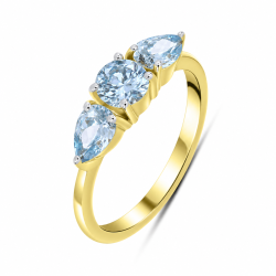 Inel din aur galben cu Cubic Zirconia Albastru
