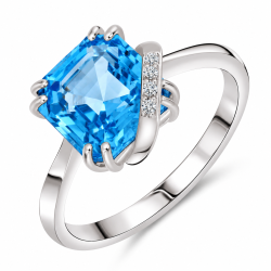 Inel din aur alb cu Cubic Zirconia Incolor, Topaz Swiss