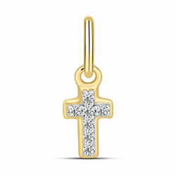 Cruce din aur galben cu Cubic Zirconia Incolor