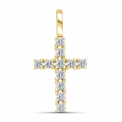 Cruce din aur galben cu Cubic Zirconia Incolor