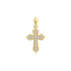 Cruce din aur galben cu pietre Diamant