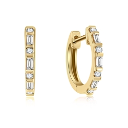 Cercei Creole din aur galben cu pietre Diamant