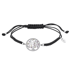 Brățară din argint  cu pietre Cubic Zirconia Multicoloră, Textil