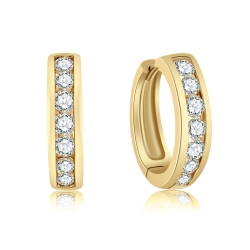 Cercei Creole din aur galben cu pietre Diamant