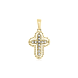 Cruce din aur galben cu pietre Diamant