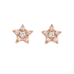 Cercei Pusete din aur roz cu pietre Diamant