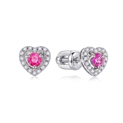 Cercei din aur alb cu Diamant, Safir roz