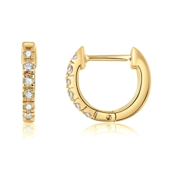 Cercei Creole din aur galben cu pietre Diamant
