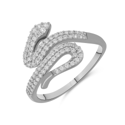 Inel din aur alb cu pietre Cubic Zirconia Incolor