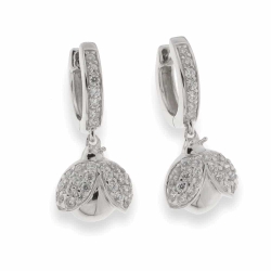 Cercei Creole din argint  cu pietre Cubic Zirconia Incolor