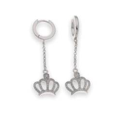 Cercei Creole din argint  cu pietre Cubic Zirconia Incolor
