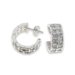 Cercei Pusete din argint  cu pietre Cubic Zirconia Incolor