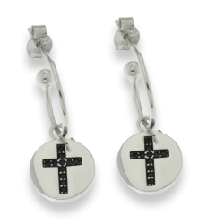 Cercei din argint  cu pietre Cubic Zirconia Negru