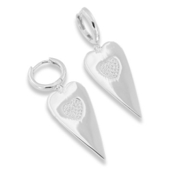 Cercei Creole din argint  cu pietre Cubic Zirconia Incolor