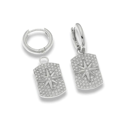Cercei Creole din argint  cu pietre Cubic Zirconia Incolor