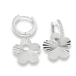 Cercei Creole din argint  cu pietre Cubic Zirconia Incolor