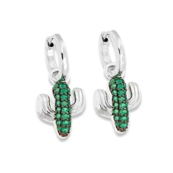 Cercei Suspendați din argint  cu pietre Cubic Zirconia Incolor, Cubic Zirconia Verde