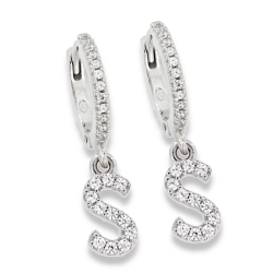 Cercei Creole din argint  cu pietre Cubic Zirconia Incolor