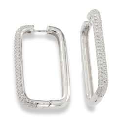 Cercei Creole din argint  cu pietre Cubic Zirconia Incolor