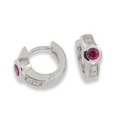 Cercei Creole din argint  cu pietre Cubic Zirconia Roz, Cubic Zirconia Incolor